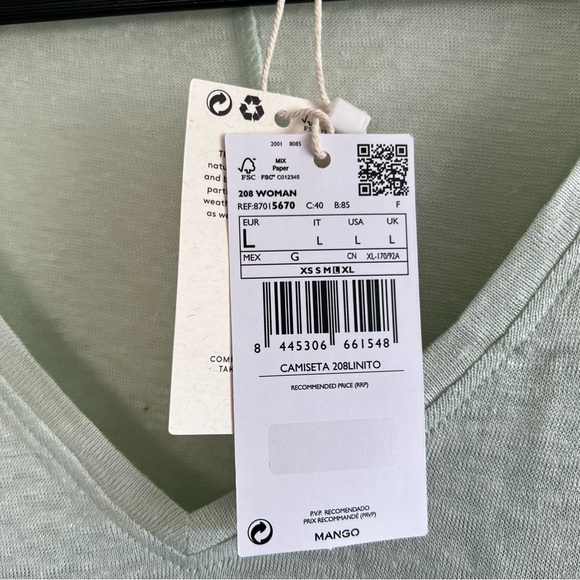 NWT MANGO 100% linen t-shirt Women’s size Large - Picture 4 of 6